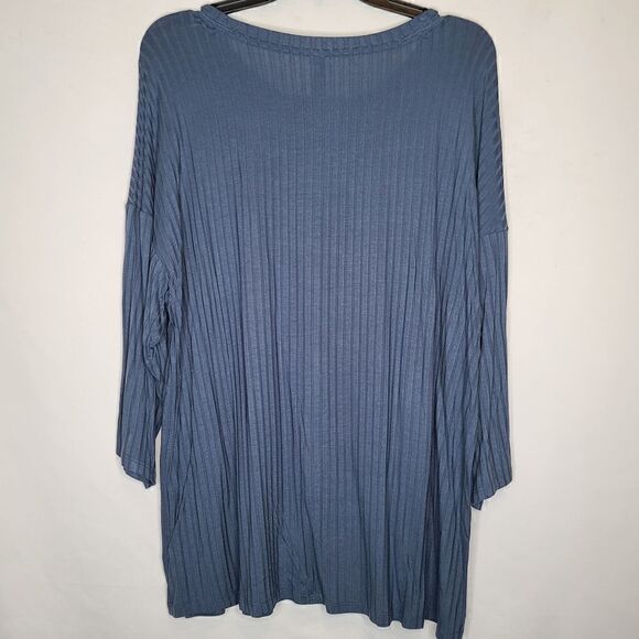 2X 18W 20W Blue Ribbed Dolman Sleeve Sleep Tee Pajama Top Breathable Torrid Boat - Picture 8 of 8